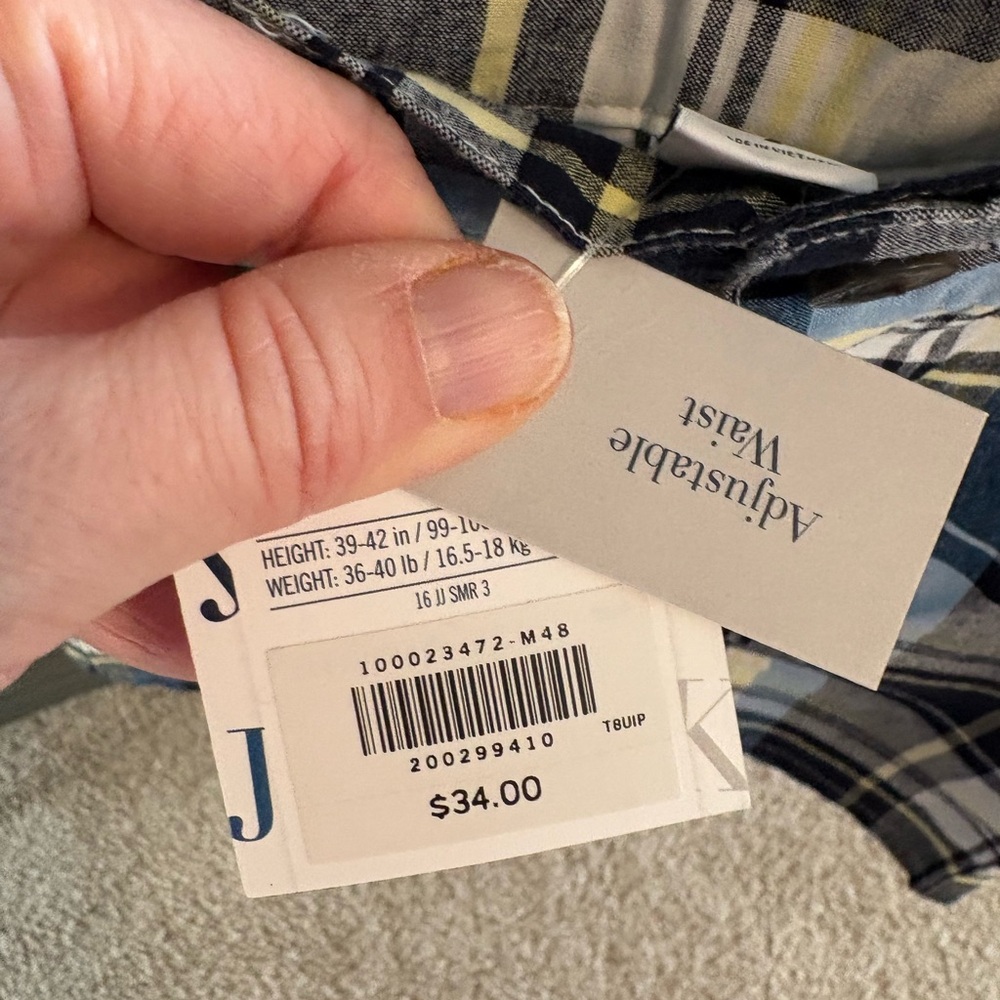 Janie and Jack Plaid Shorts - Navy, Yellow, and White - Picture 2 of 3